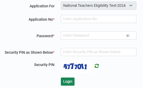 NTA NTET Online Form Page