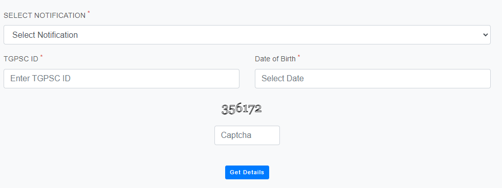 TSPSC Group 3 Hall Ticket Login page