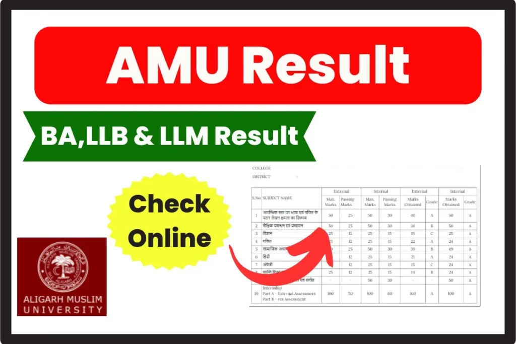 AMU Result 2024 (Declared) - Download Aligarh Muslim University BA,LLB & LLM Result