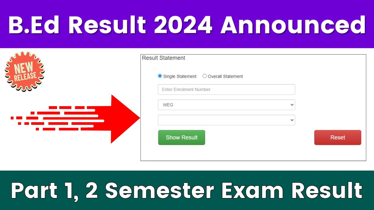 B.Ed Result 2024 [Announced]; Check 1st & 2nd Year (Part 1, 2) Semester Exam Result