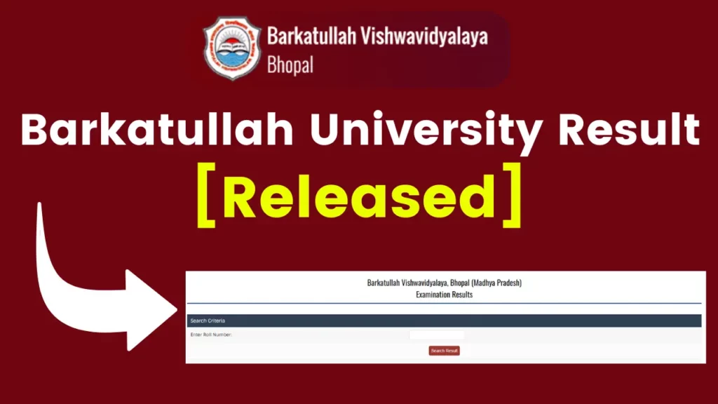 Barkatullah University Result 2024 (OUT)- BU Bhopal BA B.Com B.Sc BCA Results