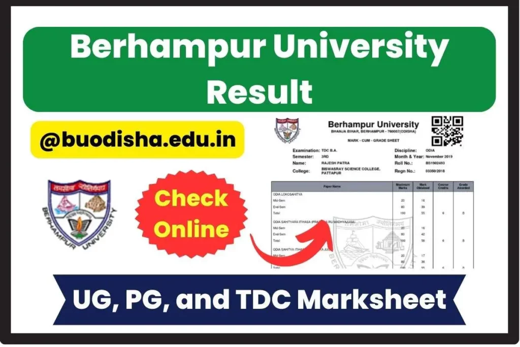 Berhampur University Result 2024 Declared at buodisha.edu.in: Download UG, PG, and TDC Marksheet