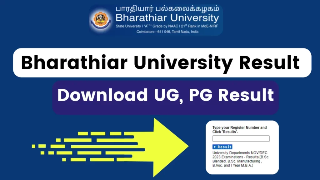 Bharathiar University Result 2024 Declared on b-u.ac.in; Download UG, PG Result