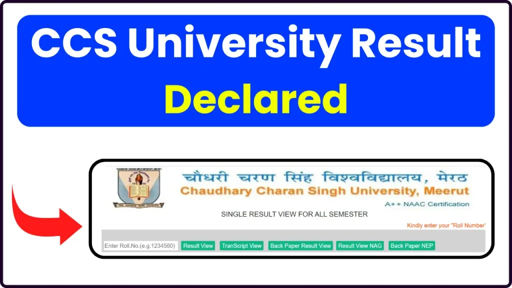 CCS University Result 2024 (Released); CCSU BA B.Sc B.Com Result Download