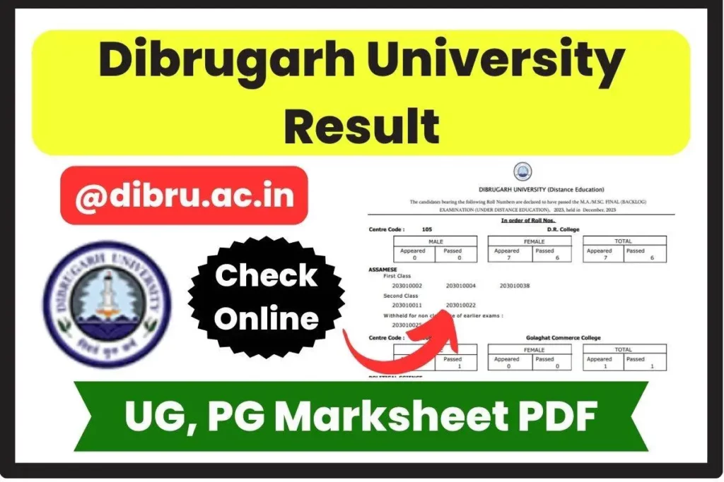 Dibrugarh University Result 2024 Announced at dibru.ac.in; Download UG, PG Marksheet PDF