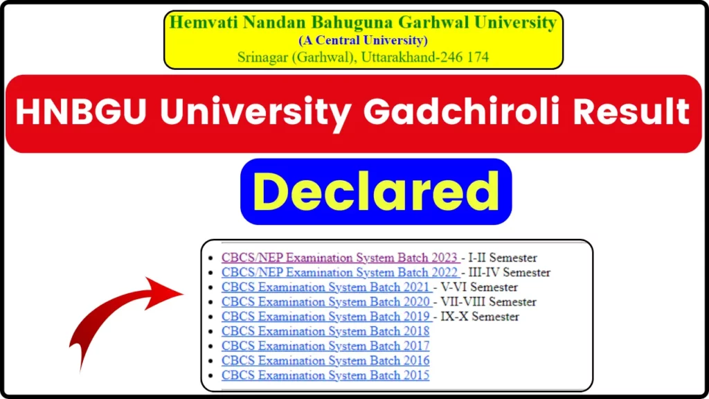 HNBGU University Result 2024 (Declared) - CBCS 1st,3rd,5th,7th,9th Semester Result