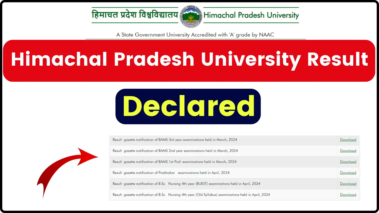 HPU Result 2024 (Declared): Himachal Pradesh University UG, PG Semester Results