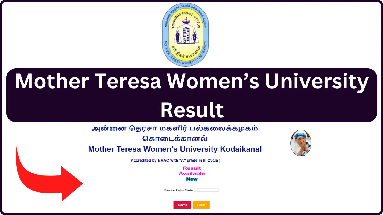 Mother Teresa Women’s University Result 2024 [OUT]; MTW University Result