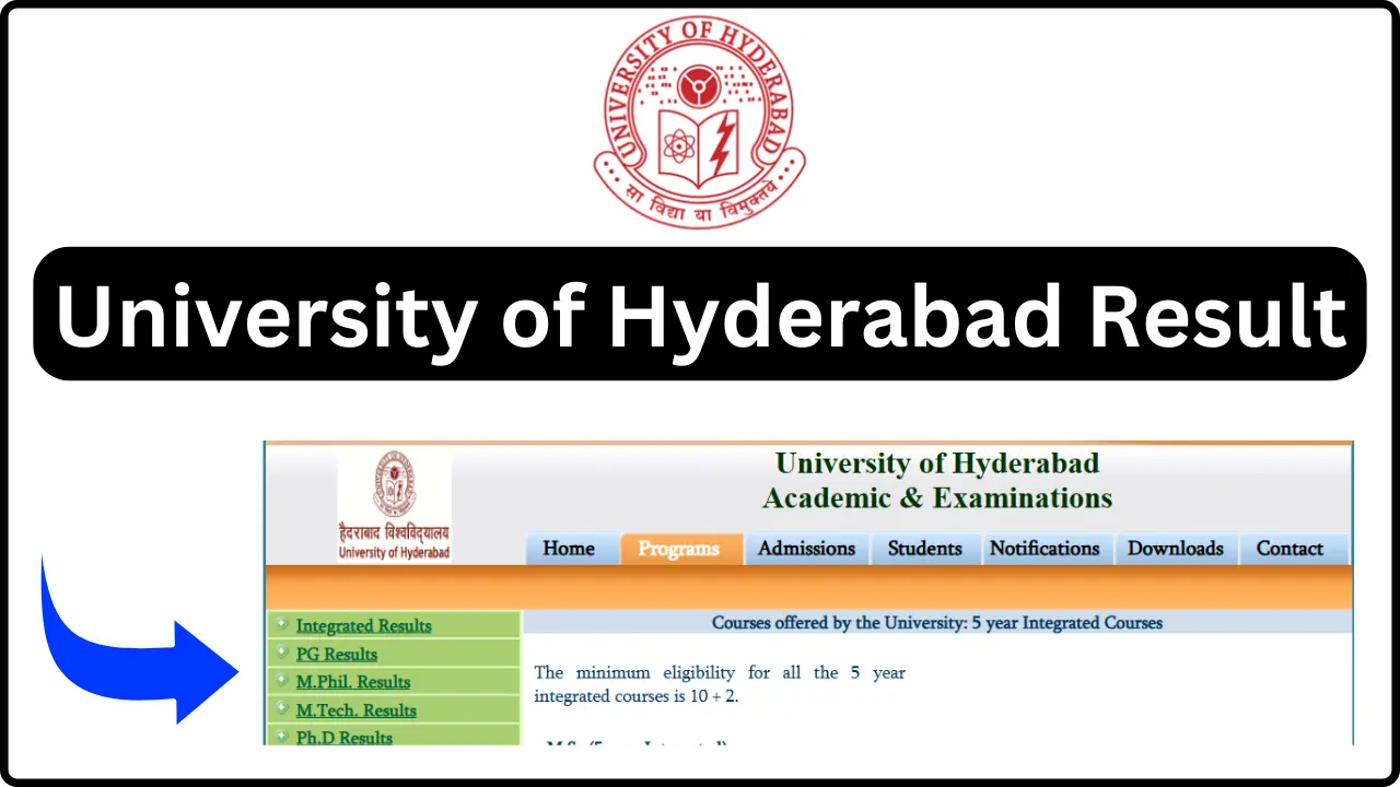 University of Hyderabad UOH Result 2024 [OUT]: UG, PG Odd/Even Semester Exams Results