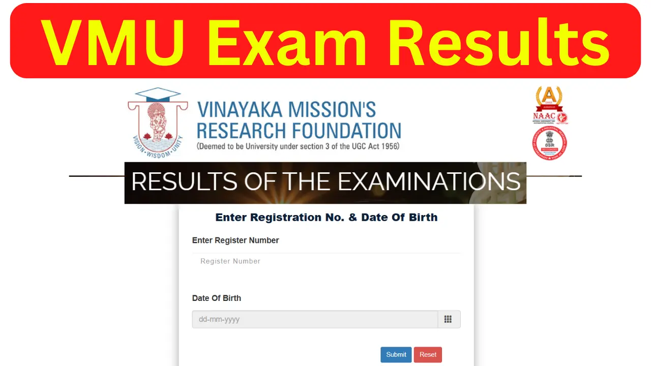 VMU Results 2024 OUT; Vinayaka Mission University Exam Results